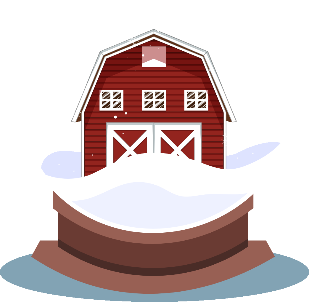 A red barn in a snowglobe